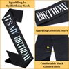 BAHABY It's My Birthday Sash & Rhinestone Tiara Set Princess Birthday Sash and Tiara for Women Birthday Decorations (Black)