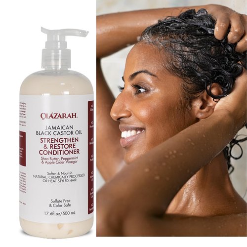 OLAZARAH Jamaican Black Castor Oil Strengthen & Restore Conditioner with Shea Butter, Peppermint and Apple Cider Vinegar to Soften & Nourish (17 oz., 2pk)