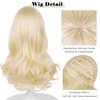 Kids Blonde Wig with Bow Hair Clip, 22.8 Inch Long Blonde Wavy Princess Wigs for Kids Girls Toddlers + Wig Cap for Halloween Costume Party Cosplay