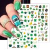 7 Sheets St Patricks Day Nail Stickers 3D Shamrock Nail Decals Green Irish Clover Nail Supplies Lucky Leaf Gold Hat Letters Nail Art Design for Women Girls Manicure St. Patrick's Day Nail Decoration