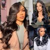 Abhayy 13X6 Lace Front Wigs Human Hair 20inch 200% Density Human Hair Wigs Body Wave Wigs Human Hair Wigs For Black Women Glueless Wigs Lace Frontal Wigs Human Hair (black lace front wigs, 20 Inch)