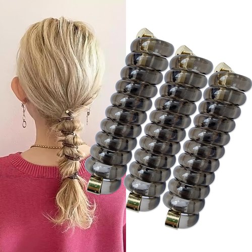 Spiral Hair Tie Braid Hair Band Stylish Phone Cord Hair Coils No Crease Ponytail Holders for Women Girls Long Curly Hair Black Coffee