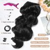 SilkStrands Invisible Wire Hair Extensions 20 Inch Secret Halo Hair Extensions with Adjustable 4 Clips Soft Transparent Lace Black Halo Hair Extensions Natural Long Wavy Hair Extensions for Women