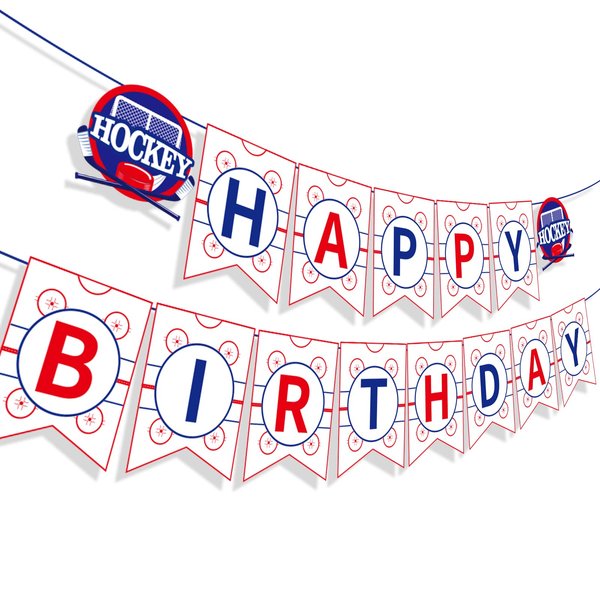 Hockey Birthday Banner Happy Birthday Banner Hockey Birthday Party Supplies Hockey Happy Birthday Banner for Kids Boys Girls Hockey Fans Hockey Birthday Party Decoration