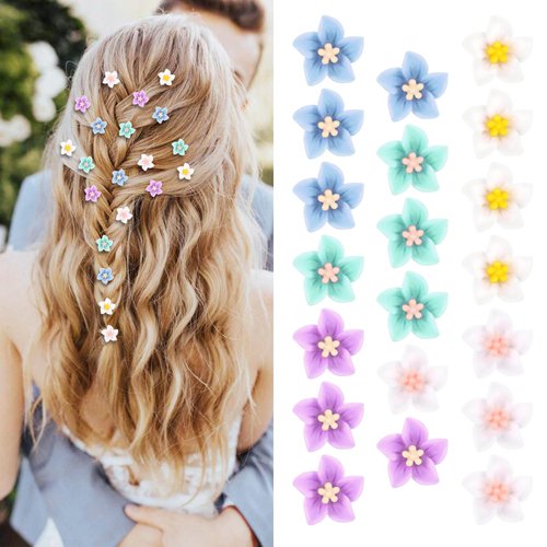 Paderison 20Pcs Mini Flower Hair Clips for Women Girls Small Lily Hair Pins Wedding Hair Accessories Bridal Snap Clips Tiny Cute Metal Barrettes Decorative Bridesmaid