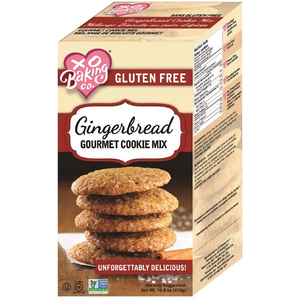 XO Baking Co. Gluten Free Gingerbread Gourmet Cookie Mix; Non-GMO; Kosher; Rice Free; Dairy Free; Soy Free; Peanut Free; No Preservatives; No Artificial Flavors or Colors, 16.8oz