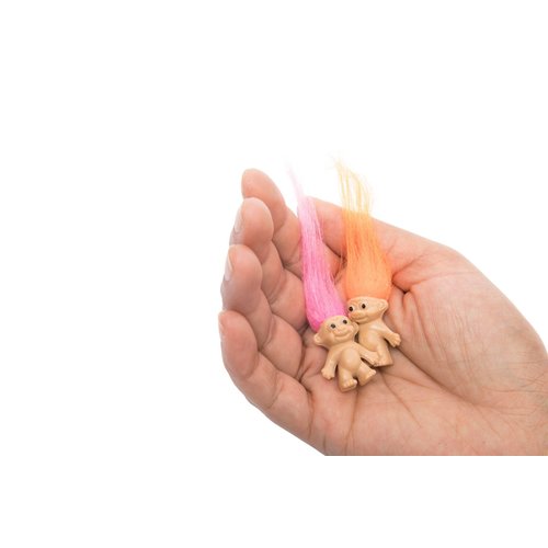 10 PCS Long-haired Lucky Mini Troll Dolls, Assorted Hair Colors, 0.78" Bodies, 2" Hair. Cake Toppers, Action Figures, School Project, Arts and Crafts, Party Favors