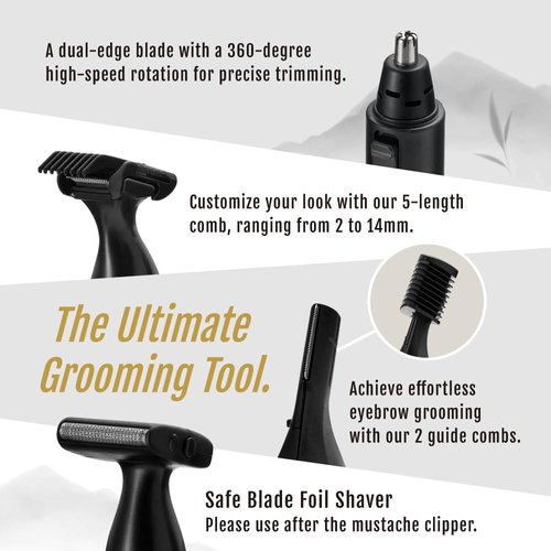 URBANER 4-in-1 Beard & Mustache Trimmer Grooming Kit for Men, Japanese Motor, USB Charger, IPX8 Waterproof, Ear and Nose Hair Trimmer, Eyebrows Trimmer, Portable Electric Shaver, Hair Clipper, MB-990