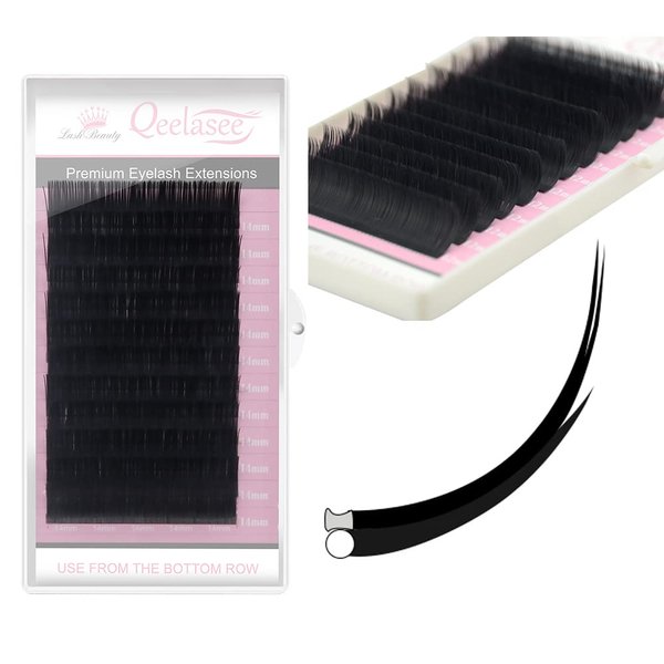 Matte Mink Flat Eyelash Extension 0.25 Ellipse Eyelashes False Mink Individual Eyelash Extension Professional Salon Used by Qeelasee (CC, 8-15mm)