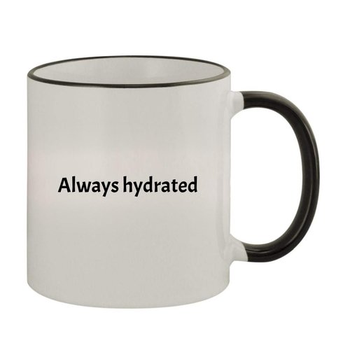 Molandra Products Always Hydrated - 11oz Ceramic Colored Rim & Handle Coffee Mug, Black