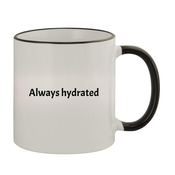 Molandra Products Always Hydrated - 11oz Ceramic Colored Rim & Handle Coffee Mug, Black