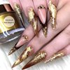 Gold Foil Nail Art Set, Nail Art Decals Stickers Fragments Nail Foil Art Nail Charms, DIY Manicure Nails Design Decal Decoration Gold Silver Leaf Flakes 12 Grids/Set