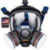 PD-100 Full Face Organic Vapor & Particulate Respirator - Dual Activated Charcoal Filtration - Full Face Eye Protection Mask
