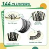DIY Lash Extension Kit KEYYOU 144pcs Lash Clusters Eyelash Extension Kit with Mascara Brush Bond and Seal Lash Glue Remover Lash Applicators Lash Brush Clean Pad for DIY Lash Extensions (Y01 Kit)
