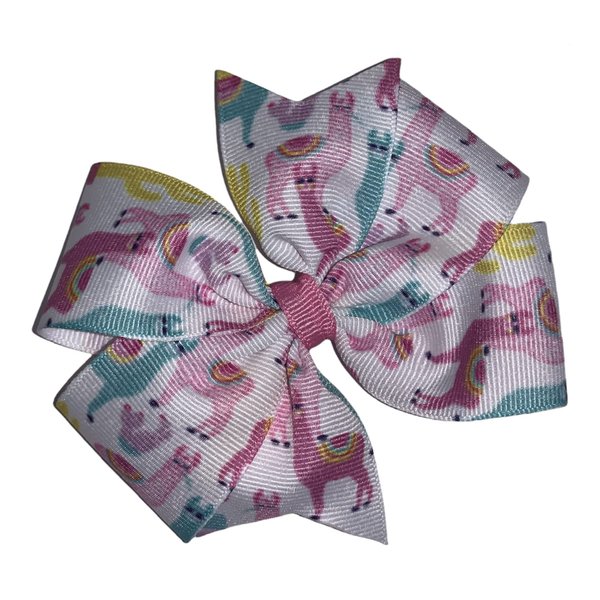 Llama Pinwheel Hair Bow 4"