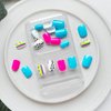24Pcs Colorful Press on Nails Short Square Fake Nails Glossy Glue on Nails Full Cover False Nails Cute Acrylic Nails Reusable Artificial Nails Short Length Stick on Nails for Women Girls Manicure