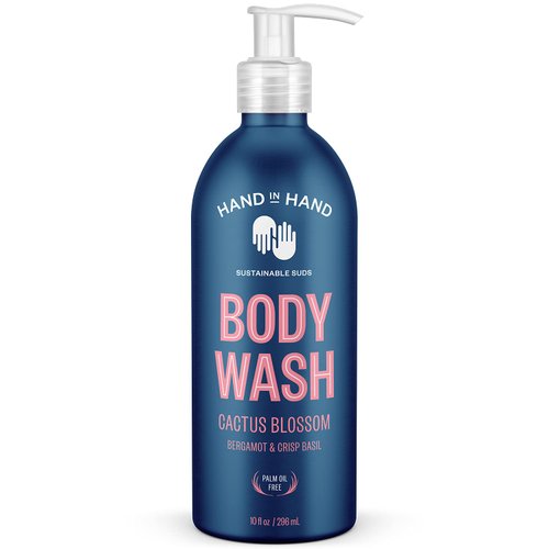 Hand in Hand Body Wash, Gentle Cleanser For All Skin Types, 10 Fl Oz, Bergamot & Crisp Basil, Cactus Blossom Scent, 2 Pack