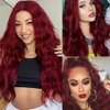 Salaibs Red Long Curly Wavy Wigs for Women Synthetic Lace Front Wigs Heat Resistant Natural Hair Wig for Halloween Daily party