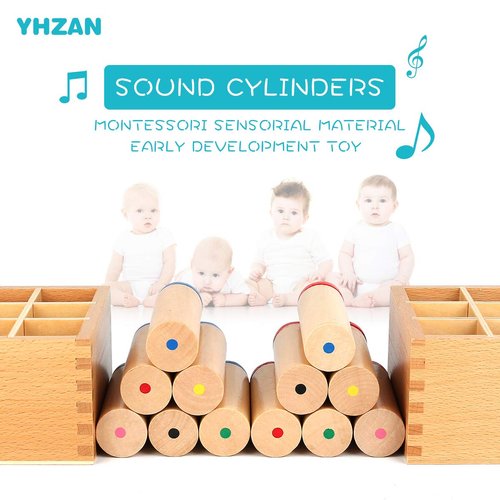 Yanhan Education Sound Cylinder Set Montessori Sensorial Material Sound Box Early Development Toy with Wooden Box