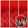 3 Pack Red Party Backdrop Tinsel Streamers Christmas Decorations Foil Fringe Backdrop Curtains Carnival Casino Theme Birthday New Year Holiday Celebration Bachelorette Party Decorations Supplies