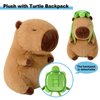Ditucu Cute Capybara Plush with Turtle Backpack Soft Capibara Stuffed Animals Plushies Toys Hugging Gifts for Kids Brown 9 inch