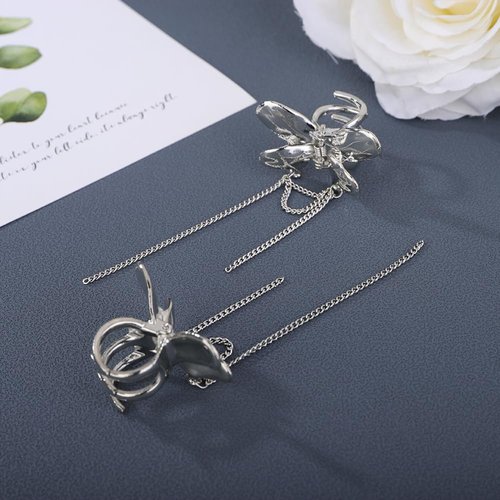 Sither Butterfly Hair Claw for Women Girls Butterfly Hair Clip Headpiece for Halloween Party Hair Accessories Christmas Gift(2pcs) (silver)