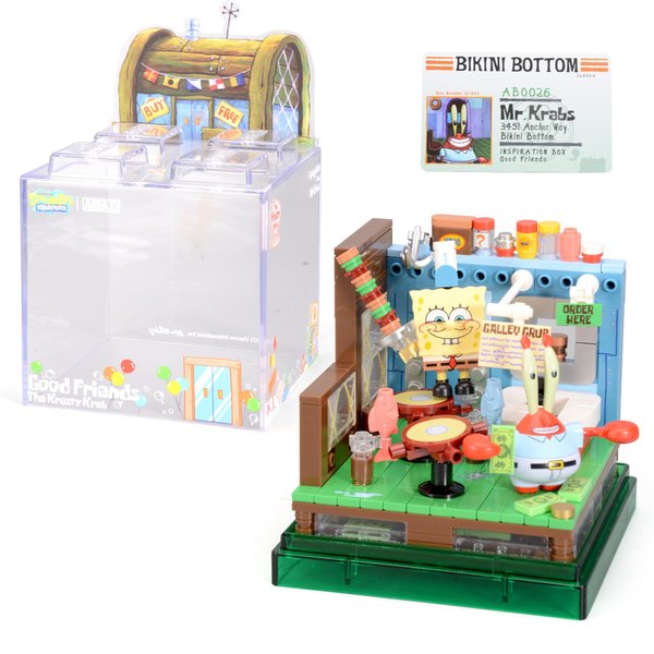 ROLOSO Sponge Squarepants Toy Building Brick Blocks Toys Sets 308 pcs Box kit Action Figures Pineapple House Patrick Stone Star Home for Creative Boys and Girls Fans Great Gift STEM