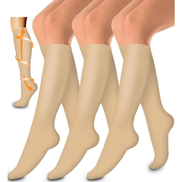 Laite Hebe compression socks women&men, Nude,S/M (3 pairs)