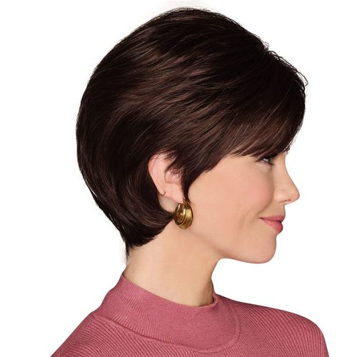 Gabor Simply Classic Short Boy Cut Layered Wig by Hairuwear, Average Cap, GL4-8 Dark Chocolate