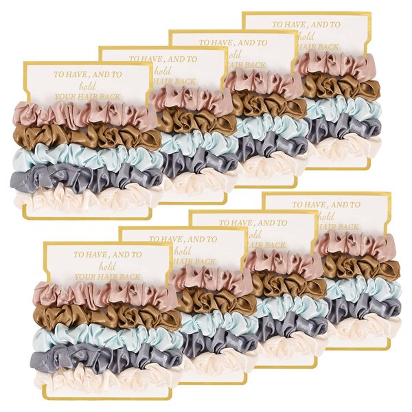 8 Pack Bridesmaid Gifts Satin Bridesmaid Scrunchies Soft Hair Ties Bachelorette Party Favors Hair Accessories for Women Bridesmaid Proposal Gift (Ivory,Rose Gold,Dusty Blue,Blue,Gold)