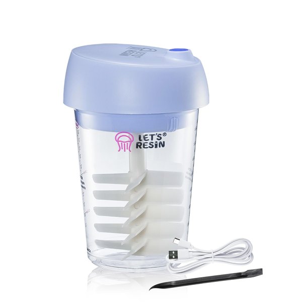LET'S RESIN Auto Resin Mixer, Hands-Free Easy Clean Epoxy Mixer, Electric Stirrer for 24Fl.oz Mixing, Resin Supplies for Resin Casting, Molds, Soap Making(10pcs 32oz Mixing Cups) Blue
