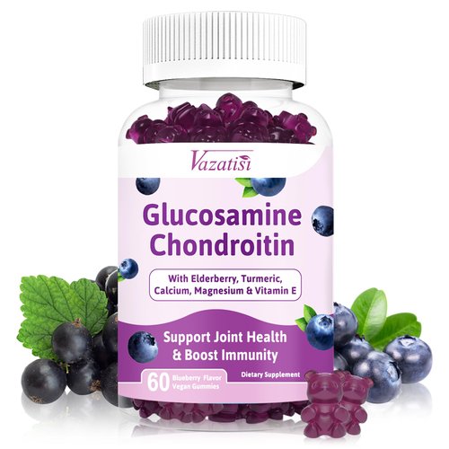 Vazatisi Sugar Free Glucosamine Chondroitin Gummies, 1500mg Glucosamine with MSM Calcium & Boswellia, Support Cartilage, Joint Structure & Tissue, Joint Support Supplement for Men and Women - 60 Cts