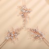 Rumtock 3pcs Crystal Rose Gold Hair Pins Long Side Hair Piece for Wedding Brides Bridesmaid Boho Hair Accessories for Prom (Rose Gold)