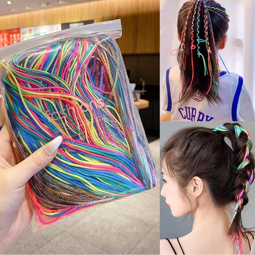 120 Pcs Hair Braids Assorted, Mix Colorful Gradient Color Hair Wrap String Rope Strands DIY African Girl Braid Hair Accessories (4 Sets)