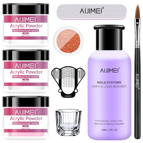 AIJIMEI Acrylic Nail Kit Acrylic Nail Acrylic Powder Acrylic Nail Kit for Beginners Acrylic Nail Art Kit Acrylic Nail Supplies Acrylic Nails Acrylic Liquid Monomer Acrylic Liquid Acrylic Nail Art Set
