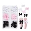 Bow Nail Charms 3D Bow Nail Art Charms 6 Grids Cute Bow Knot Nail Decorations Kawaii Knot Charms for Nail Black Pink White Resin Bow DIY Nail Art Decoration Accessories Charms for Acrylic Nail