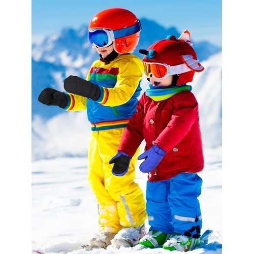 4 Pairs Kids Ski Gloves Waterproof Warm Snow Mittens Winter Warm Gloves for Outdoor Activities (Black, Gray, Army Green, Royal Blue, 5-8 Years)