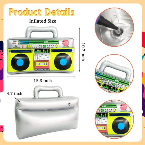 5 Pieces Inflatable Radio Boombox Inflatable Mobile Phone,Retro Mobile Phone for 80's 90's Party Decorations,Hip Hop Costume,Birthday Theme Party Photo