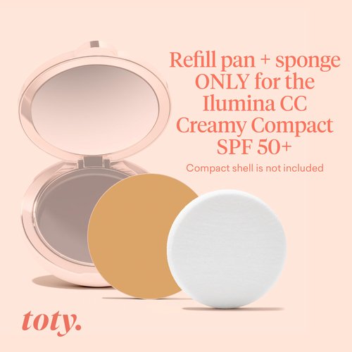 toty. - Ilumina CC Creamy Compact SPF 50+ Refill - Mineral Sunscreen for Face - Cream Foundation Balm - Blurring, Matte Light Coverage - Water Resistant - All Skin Types - By Sofia Vergara, 10 g. 3C
