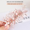 Sppry Wedding Hair Clips Set of 3 PCS - Floral Rhinestone Pearl Hair Accessories for Bridal Women (Rose Gold)