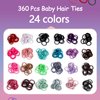 360PCS Elastic Hair Ties, Small Ponytail Holders with Clear Organizer Box, No Crease Hair Ties for Kids Girls Baby Toddle, 24 Colors Hair Ties with Hair Tail Tools, Rat Tail Comb, Kids Hair Accessory