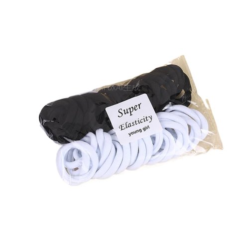 TANJY 100PCS Hair Ties High elastic Women‘s hair bands Seamless Thick color mixed Hair Band Elastic Hair Ties Hold hair without damage Ponytail Holder (Black-White mixed)