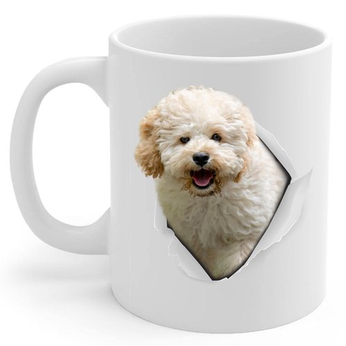 Funny Cream Maltipoo Mom And Dad Gifts With Dog Looks Through Coffee Mug White 11 oz
