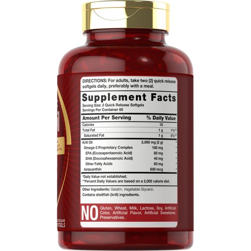 Carlyle Antarctic Krill Oil 2000 mg 120 Softgels | Omega-3 EPA, DHA, with Astaxanthin Supplement Sourced from Red Krill | Maximum Strength | Laboratory Tested
