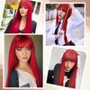 MINSEEYOO Long Red Wig with Bangs for Women Straight Hair Wigs Red Wigs Heat Resistant Synthetic Wigs