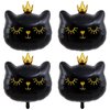 Giant Cat Balloons 22 Inch Adorable Black Crown Kitty White Cat Balloons for Kitten Pet Cat Theme Birthday Party Decorations