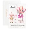MAGJUCHE 70th Birthday Cards for Auntie, Pink Happy Birthday Cards, with Envelope and Wax Seal, 5x7 inch
