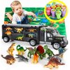 MOBIUS Toys Dinosaur Truck Carrier – Dinosaurs Playset with 12 Toy Action Figure Dinosaurs – World Dino Toy Set with XL Playmat for Toddlers Boys or Girls for 3, 4, 5, 6, 7 Years Old