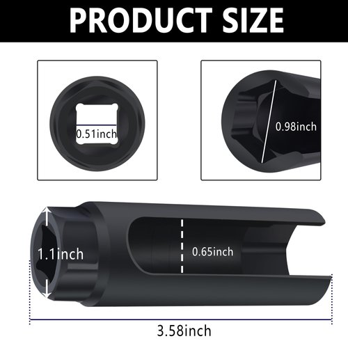 Oxygen Sensor Socket,7/8 inch O2 Sensor Socket for Automotive Replacement Oxygen Sensors,Opening Size 0.65" O2 Sensor Removal Tool for Quick Installation & Removal Car Accessories (Big)