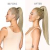 WENNALIFE Ponytail Hair Extension, 14 Inch 80g Light Blonde Highlighted Golden Blonde Ponytail Extension Human Hair Clip in Wrap Around Remy Human Hair Extension Hairpieces